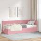 Preview: ARDEBO.de - Eckbettgestell mit Matratze mit Kopfteil Rosa 80 x 200 cm Samt
