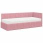 Preview: Eckbettgestell mit Matratze mit Kopfteil Rosa 80 x 200 cm Samt