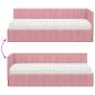 Preview: Eckbettgestell mit Matratze mit Kopfteil Rosa 80 x 200 cm Samt