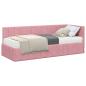 Preview: Eckbettgestell mit Matratze mit Kopfteil Rosa 80 x 200 cm Samt