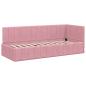 Preview: Eckbettgestell mit Matratze mit Kopfteil Rosa 80 x 200 cm Samt