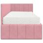 Preview: Eckbettgestell mit Matratze mit Kopfteil Rosa 80 x 200 cm Samt