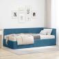 Preview: ARDEBO.de - Eckbettgestell mit Matratze mit Kopfteil Blau 90 x 190 cm Samt