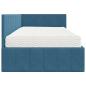 Preview: Eckbettgestell mit Matratze mit Kopfteil Blau 90 x 190 cm Samt