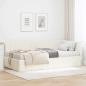 Preview: ARDEBO.de - Eckbettgestell mit Matratze Creme 100 x 200 cm Samt