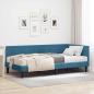 Preview: ARDEBO.de - Eckbettgestell mit Matratze mit Kopfteil Blau 90 x 190 cm Samt
