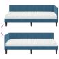 Preview: Eckbettgestell mit Matratze mit Kopfteil Blau 90 x 190 cm Samt