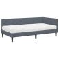 Preview: Eckbettgestell mit Matratze Dunkelgrau 90 x 190 cm Samt