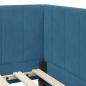 Preview: Eckbettgestell mit Matratze mit Kopfteil Blau 90 x 200 cm Samt