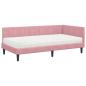 Preview: Eckbettgestell mit Matratze mit Kopfteil Rosa 90 x 200 cm Samt