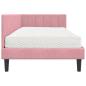 Preview: Eckbettgestell mit Matratze mit Kopfteil Rosa 90 x 200 cm Samt