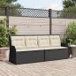 Preview: ARDEBO.de - Gartenbank mit Kissen Schwarz Poly Rattan