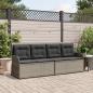 Preview: ARDEBO.de - Gartenbank mit Kissen Grau Poly Rattan