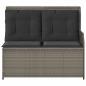 Preview: Gartenbank mit Kissen Grau Poly Rattan