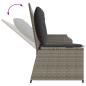 Preview: Gartenbank mit Kissen Grau Poly Rattan