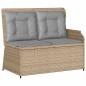 Preview: Gartenbank mit Kissen Beige Poly Rattan