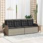 Preview: ARDEBO.de - Gartenbank mit Kissen Hellgrau Poly Rattan
