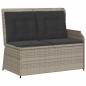 Preview: Gartenbank mit Kissen Hellgrau Poly Rattan