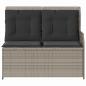 Preview: Gartenbank mit Kissen Hellgrau Poly Rattan