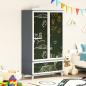 Preview: Kreidetafel Kleiderschrank mit Tür Grau und Weiß Holzwerkstoff