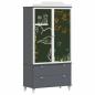 Preview: Kreidetafel Kleiderschrank mit Tür Grau und Weiß Holzwerkstoff