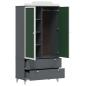Preview: Kreidetafel Kleiderschrank mit Tür Grau und Weiß Holzwerkstoff
