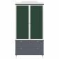 Preview: Kreidetafel Kleiderschrank mit Tür Grau und Weiß Holzwerkstoff