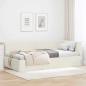 Preview: ARDEBO.de - Eckbettgestell mit Kopfteil Creme 90 x 200 cm Samt