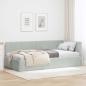 Preview: ARDEBO.de - Eckbettgestell mit Kopfteil Hellgrau 100 x 200 cm Samt