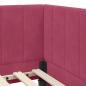 Preview: Eckbettgestell mit Kopfteil Weinrot 90 x 190 cm Samt