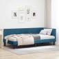 Preview: ARDEBO.de - Eckbettgestell mit Kopfteil Blau 100 x 200 cm Samt