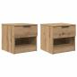 Preview: Bettschrank 2 pcs Eiche handwerklich 40 x 39 x 40 cm