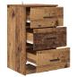 Preview: Nachttisch mit Schubladen Altholz 38 x 38 x 66 cm Holzwerkstoff