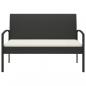 Preview: ARDEBO.de - Gartenbank mit Kissen Schwarz 105 cm Poly Rattan