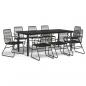 Preview: 9-tlg. Garten-Essgruppe Schwarz PVC Rattan