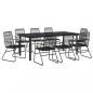 Preview: 9-tlg. Garten-Essgruppe Schwarz PVC Rattan