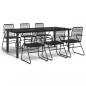 Preview: 7-tlg. Garten-Essgruppe Schwarz PVC-Rattan