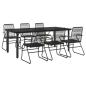 Preview: 7-tlg. Garten-Essgruppe Schwarz PVC-Rattan