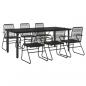 Preview: 7-tlg. Garten-Essgruppe Schwarz PVC-Rattan