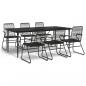 Preview: 7-tlg. Garten-Essgruppe Schwarz PVC-Rattan