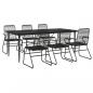 Preview: 7-tlg. Garten-Essgruppe Schwarz PVC-Rattan