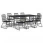 Preview: 9-tlg. Garten-Essgruppe Schwarz PVC Rattan