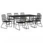 Preview: 9-tlg. Garten-Essgruppe Schwarz PVC Rattan