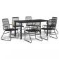 Preview: 7-tlg. Garten-Essgruppe Schwarz PVC-Rattan