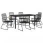 Preview: 7-tlg. Garten-Essgruppe Schwarz PVC-Rattan