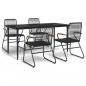 Preview: 5-tlg. Garten-Essgruppe Schwarz PVC Rattan