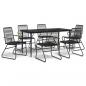 Preview: 7-tlg. Garten-Essgruppe Schwarz PVC-Rattan