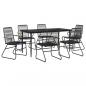 Preview: 7-tlg. Garten-Essgruppe Schwarz PVC-Rattan