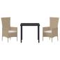 Preview: Garten Essgruppe mit Kissen 3 pcs Beige Poly-Rattan