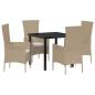 Preview: ARDEBO.de - Garten Essgruppe mit Kissen 5 pcs Beige Poly-Rattan
